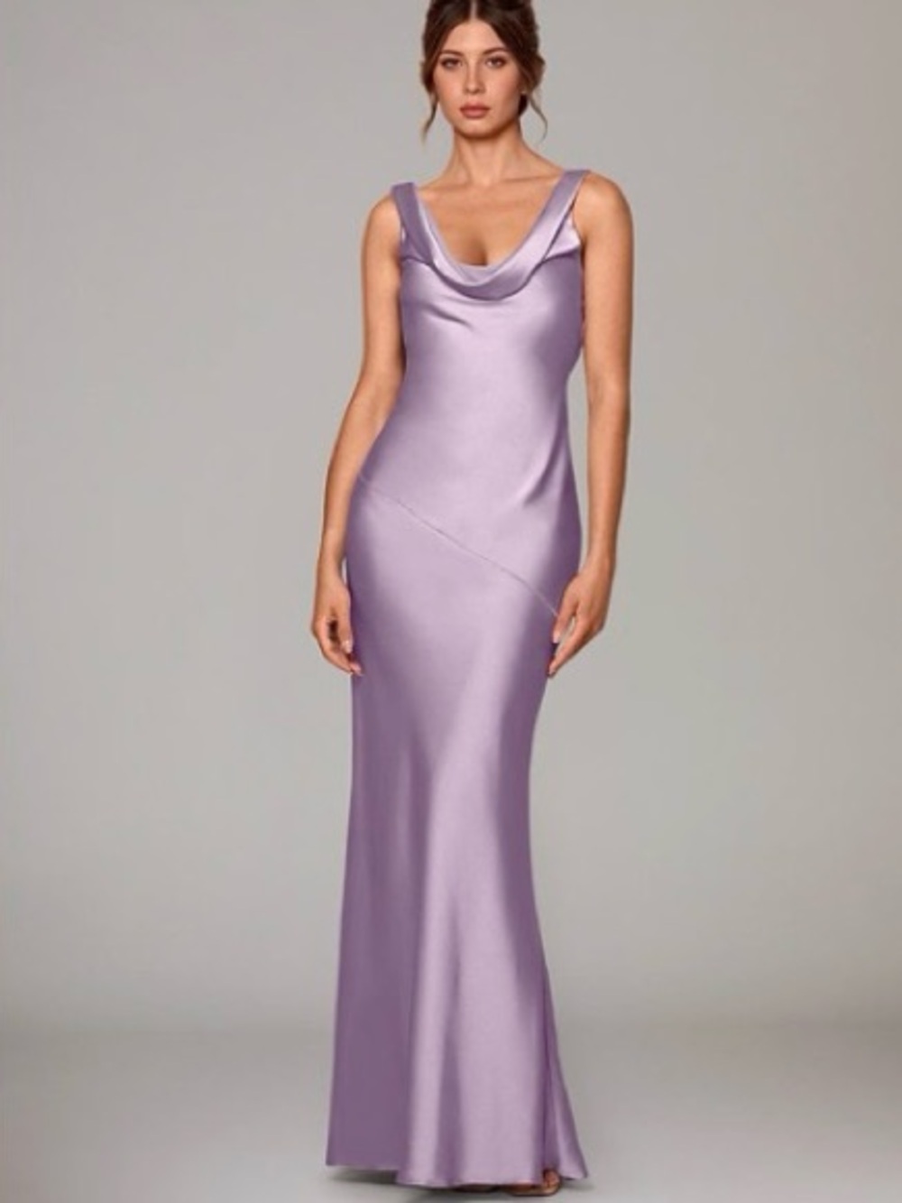 Azazie Rylina Frosted Lilac Stretch Satin Bridesmaid Dress